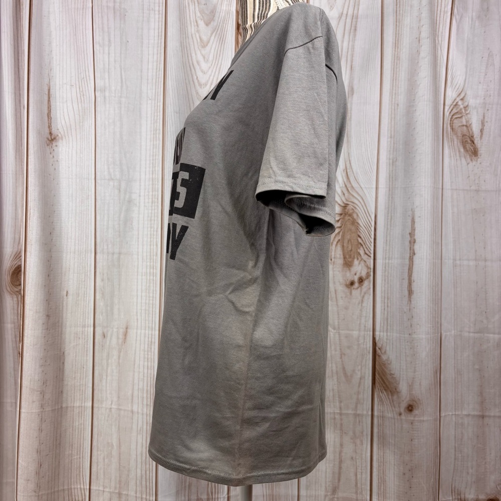 Port & Company Mens Graphic Tee Humor Short Sleeve T-Shirt Gray Size Medium - Picture 2 of 12